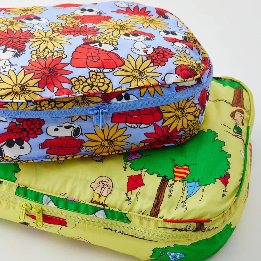 NWT Baggu Large Packing Cube Set - Peanuts (Kite Eating Tree, Floral Snoopy) - Picture 1 of 3